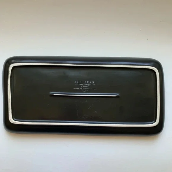 Rae Dunn Halloween Black Platter Tray TRICK OR TREAT Orange Large Letter - Picture 4 of 7